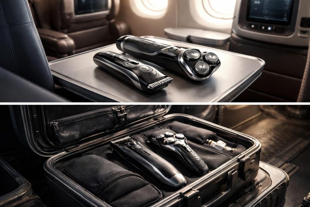 découvrez si vous pouvez transporter une tondeuse électrique et un rasoir en avion, en cabine ou en soute, et les règles de sécurité à respecter.